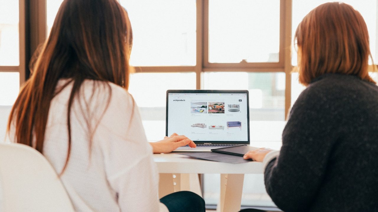 two entrepreneurs searching online