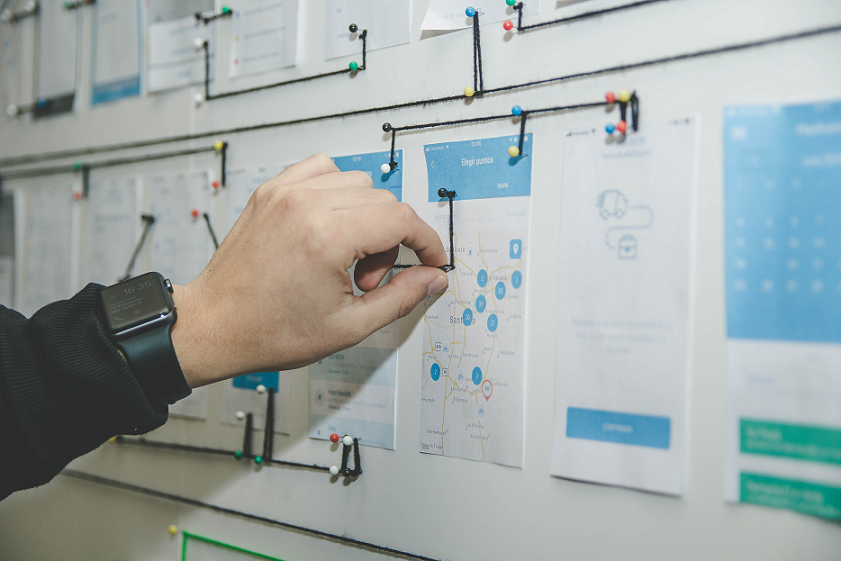 cork board with business plan