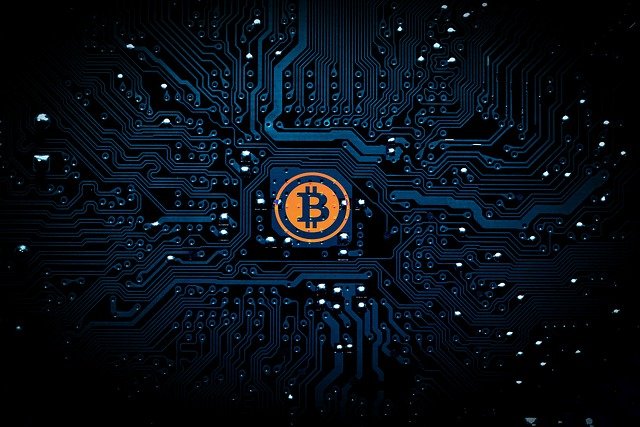bitcoin on a digital motherboard