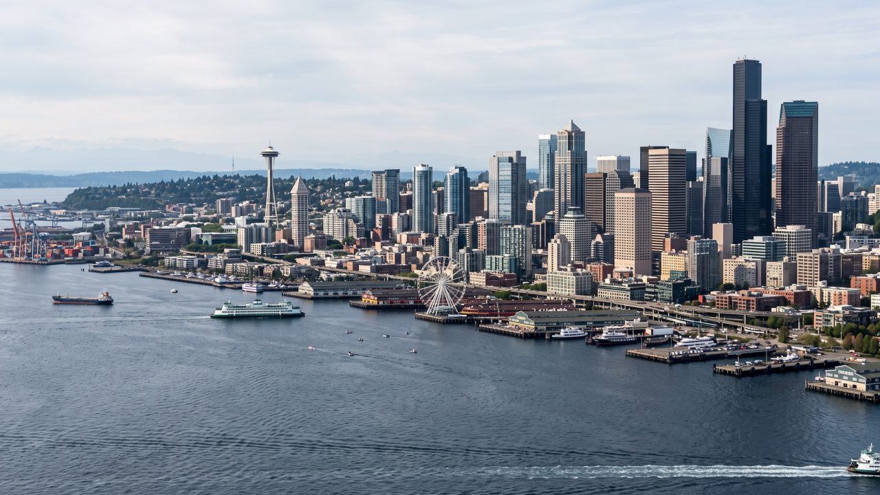 view of seattle's skyline from the water