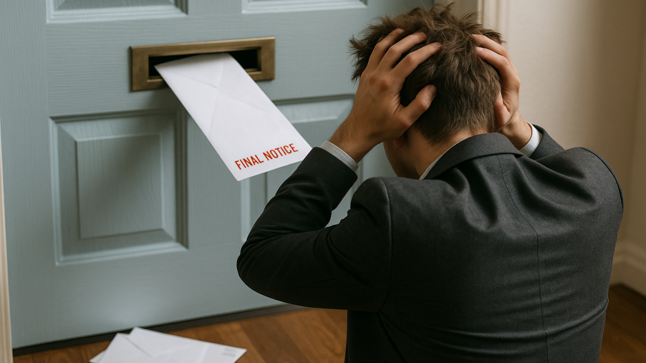 small business owner panicking about a final notice in the mail