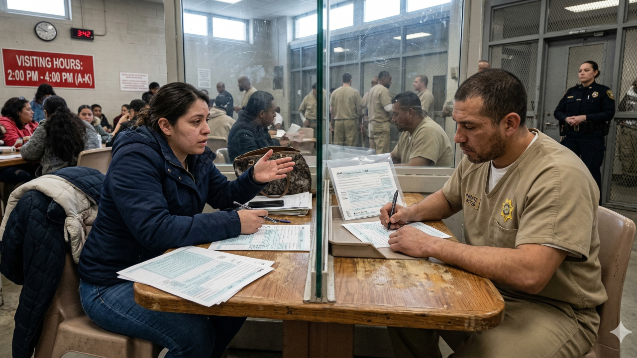 one spouse trying to get a tax signature while the other is incarcerated