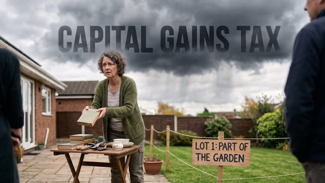 woman selling part of her lot while capital gains tax looms overhead